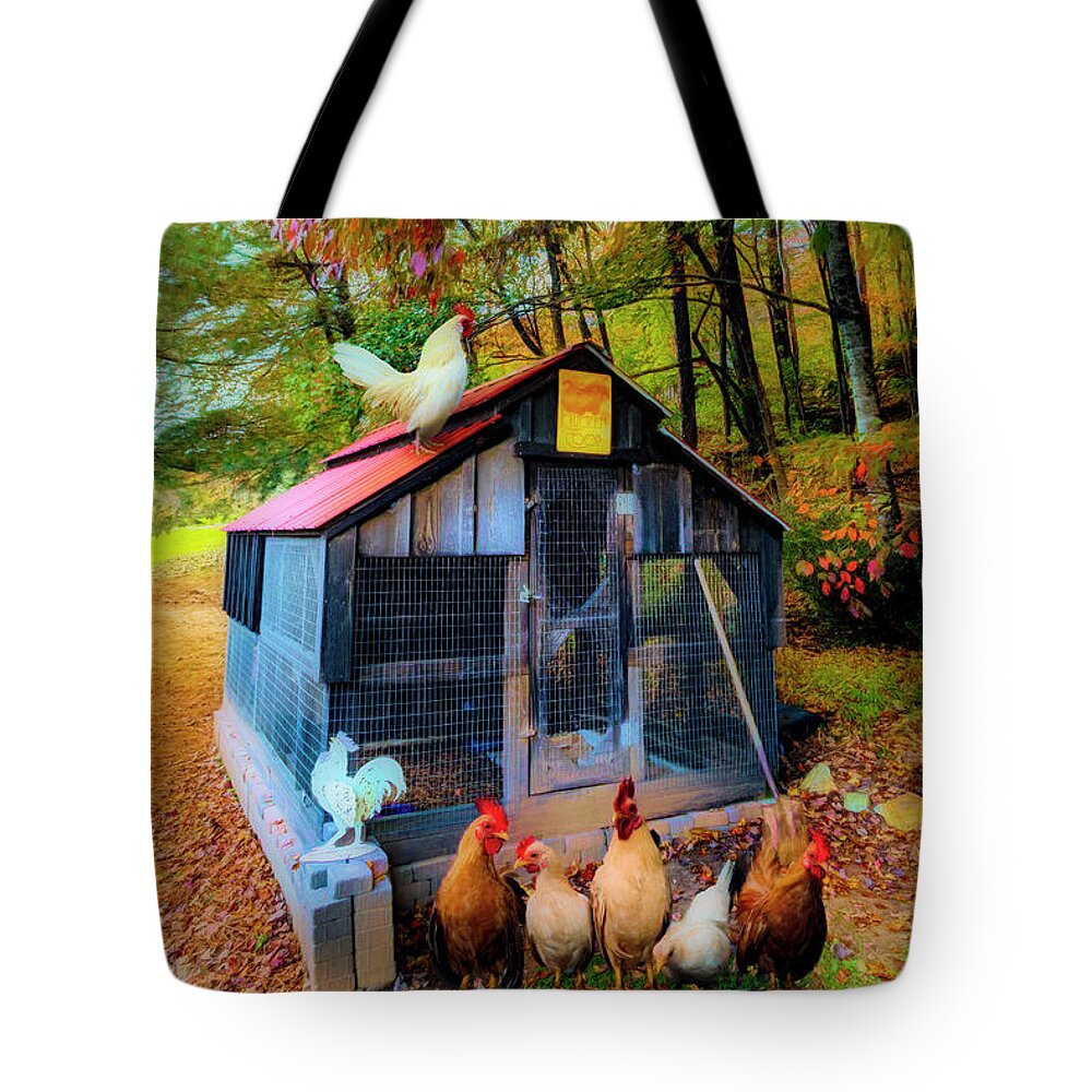 Animals Tote Bag featuring the photograph Country Chicken Coop Painting by Debra and Dave Vanderlaan