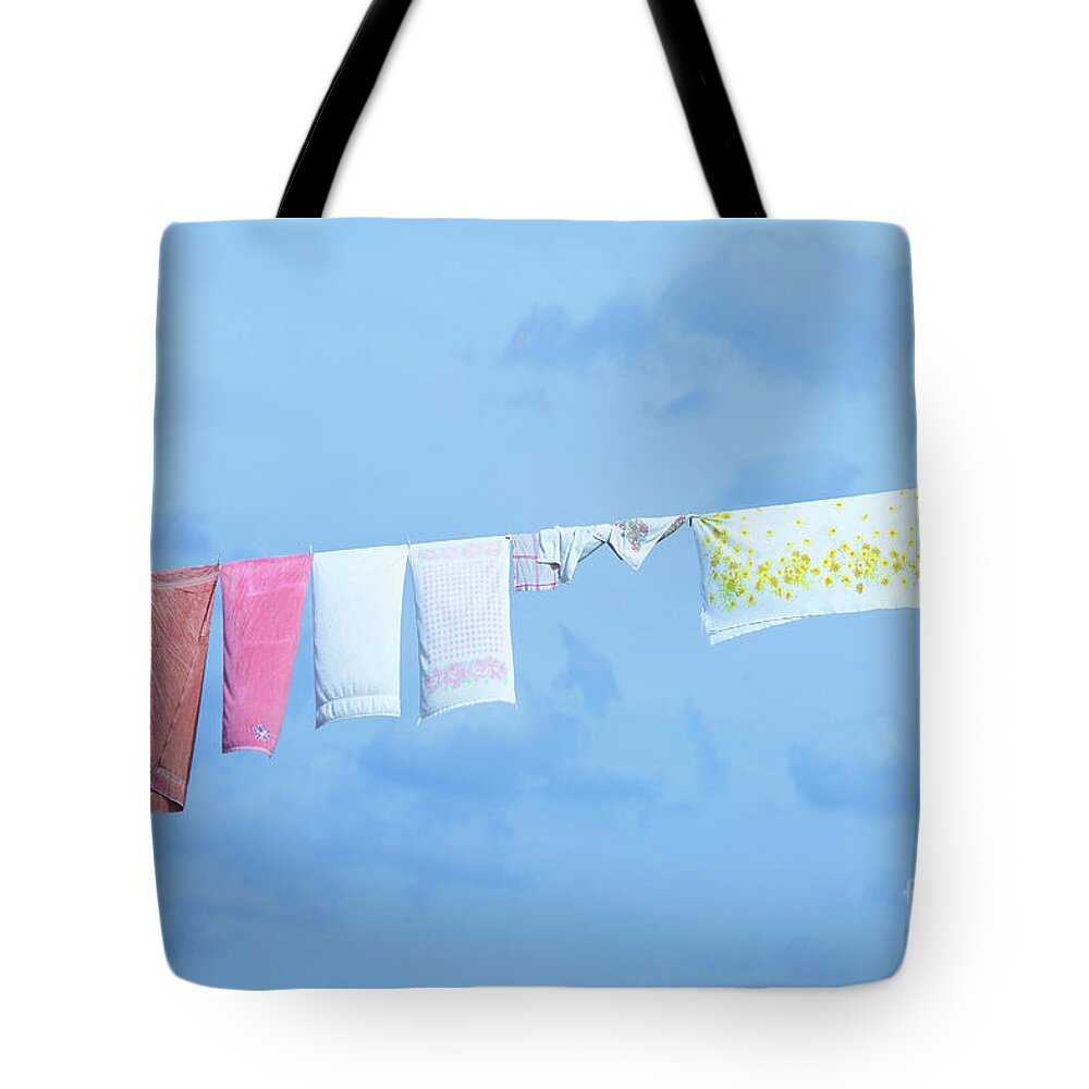 Clothesline Tote Bag featuring the photograph Country Clothesline by Diane Diederich