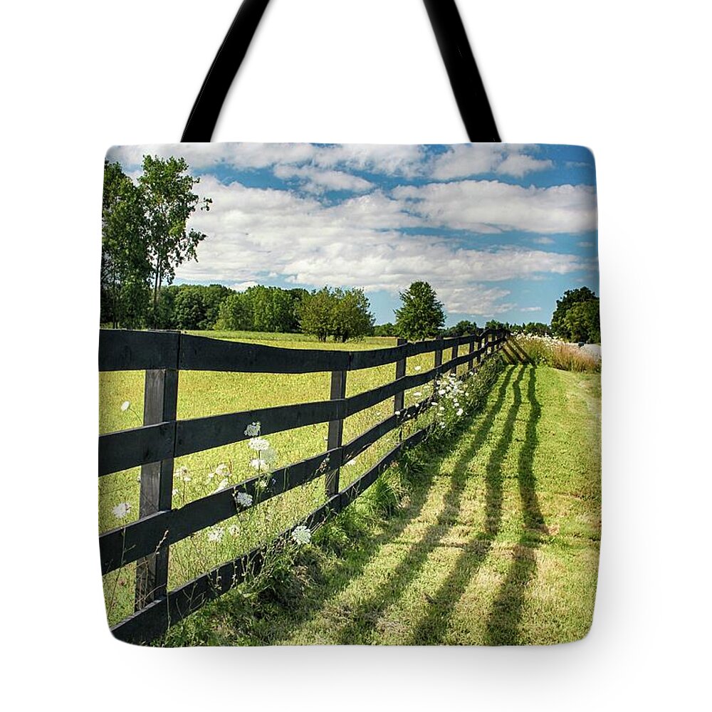 Fence Tote Bag featuring the photograph Country Fence by Mary Bedy