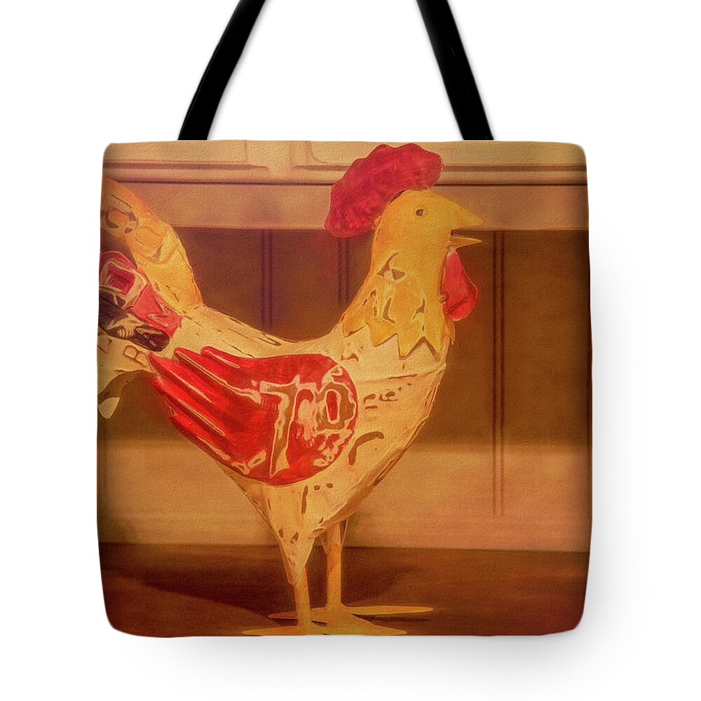 Rooster Tote Bag featuring the photograph Country Kitchen Critter by Marcy Wielfaert