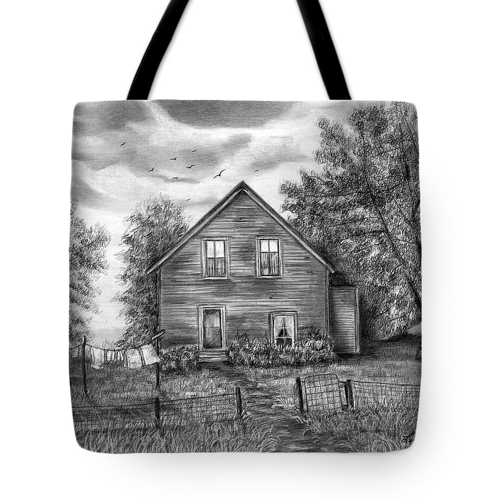 House Tote Bag featuring the drawing Country Living by Lena Auxier