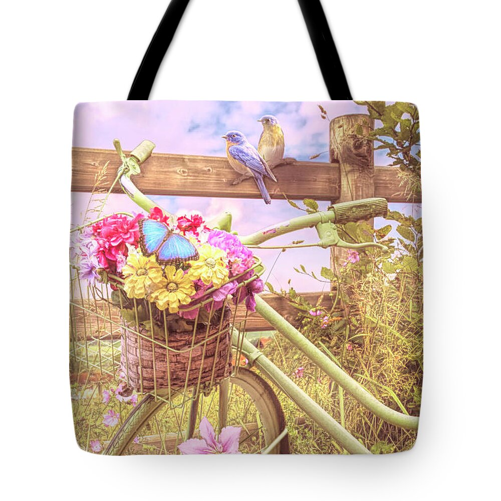 Birds Tote Bag featuring the photograph Country Summer Breeze on a Bicycle by Debra and Dave Vanderlaan