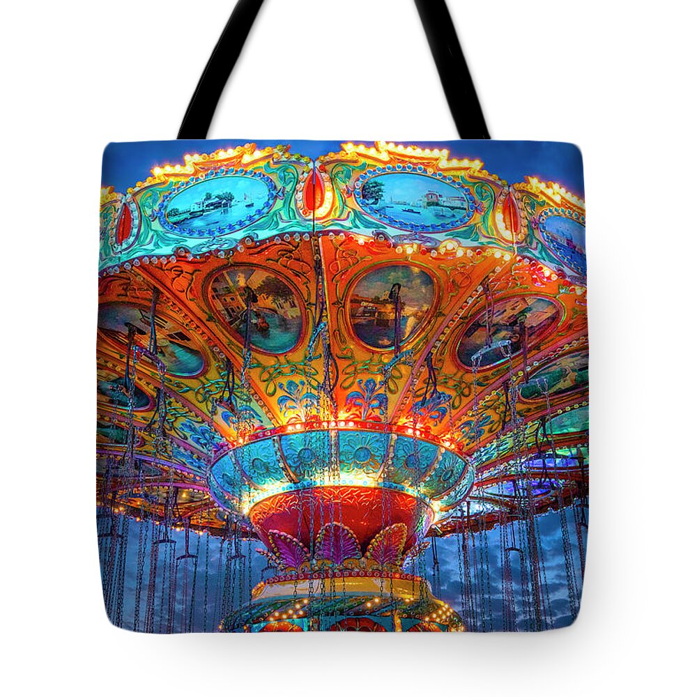 Swing Ride Tote Bag featuring the photograph County Fair Swing Ride by Mark Andrew Thomas