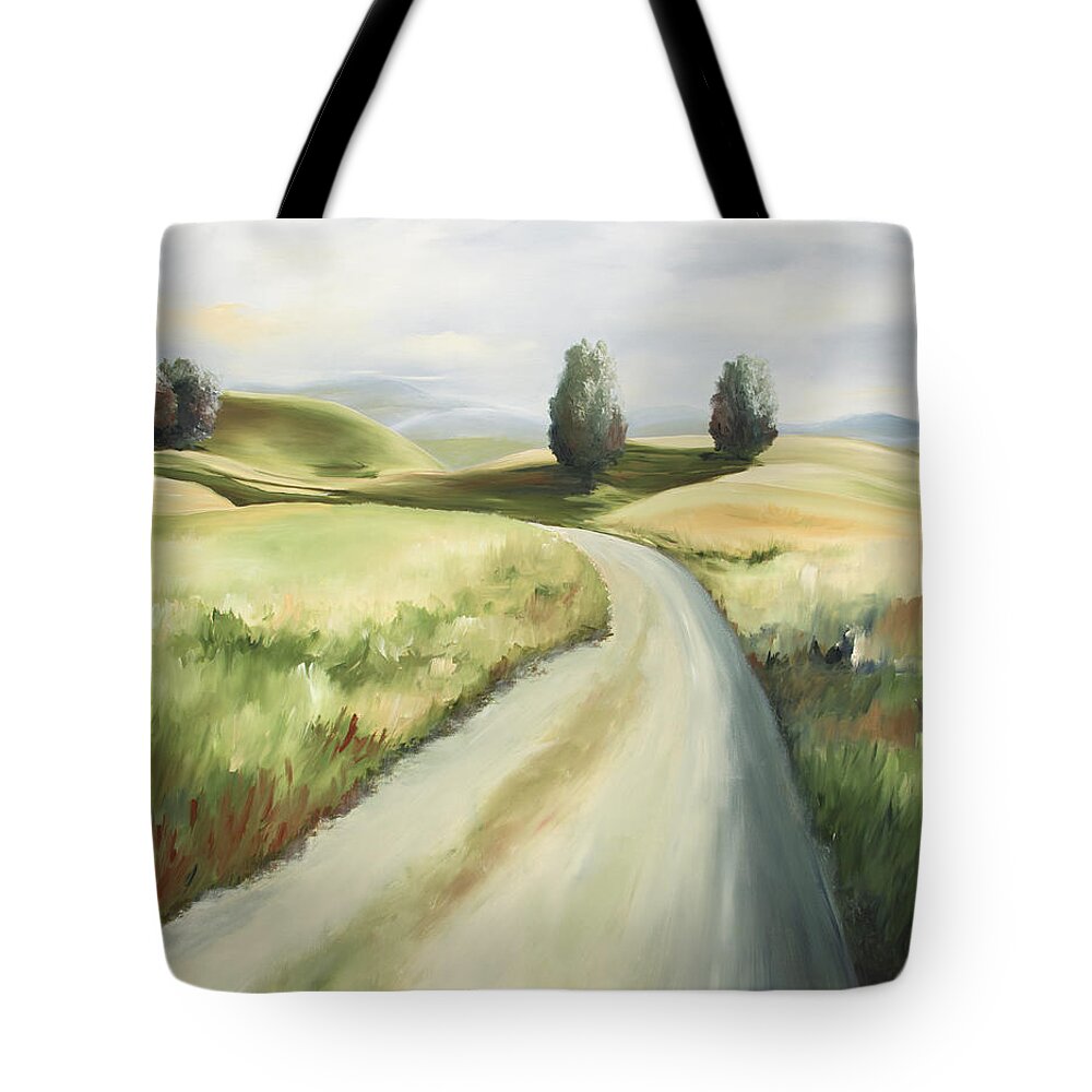 Dirt Road Tote Bag featuring the painting Country Road by Katrina Nixon