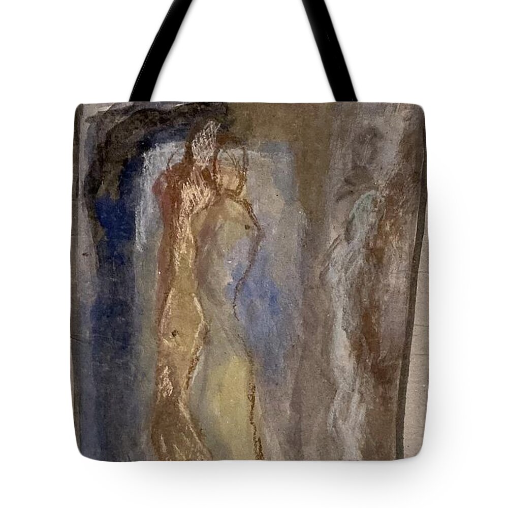 Paper Tote Bag featuring the painting Couple in the mirror by David Euler