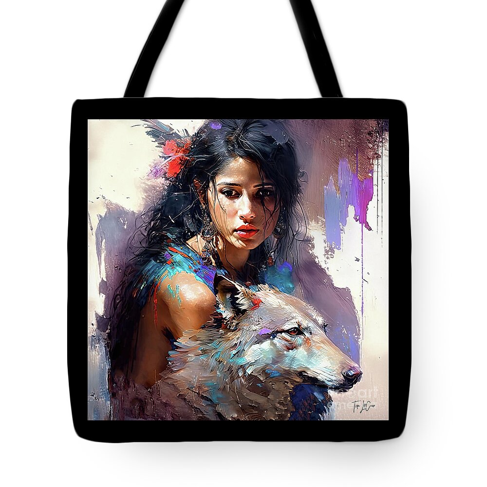 Native American Tote Bag featuring the painting Courageous by Tina LeCour