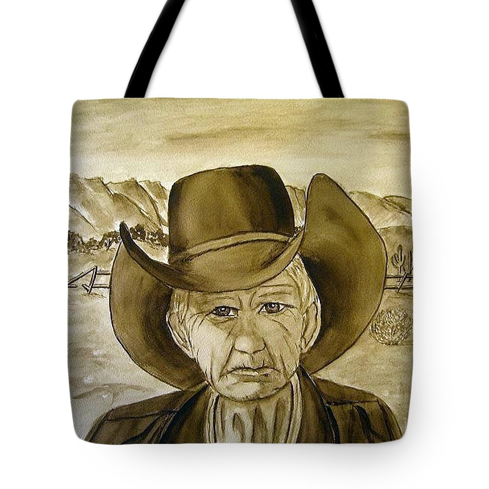 Cowboy Tote Bag featuring the painting Cowboy Tex by Kelly Mills