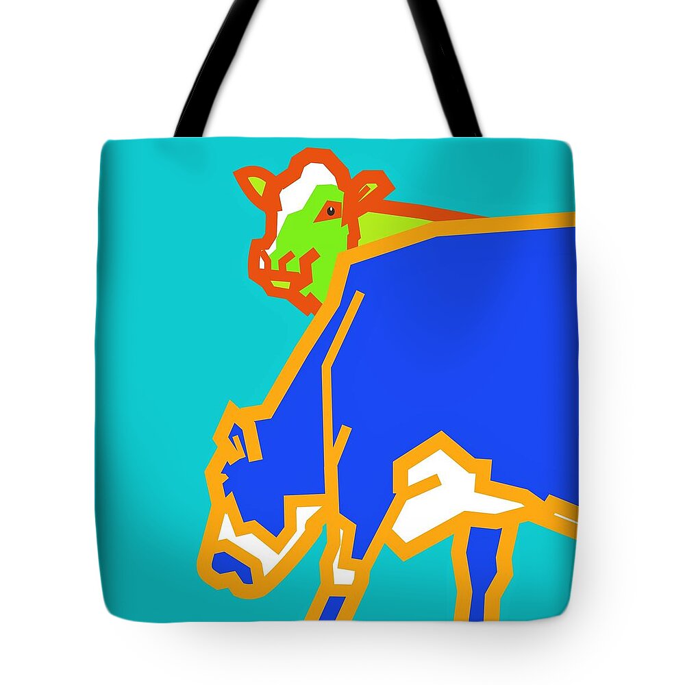 Cows Tote Bag featuring the digital art Cows by Fatline Graphic Art