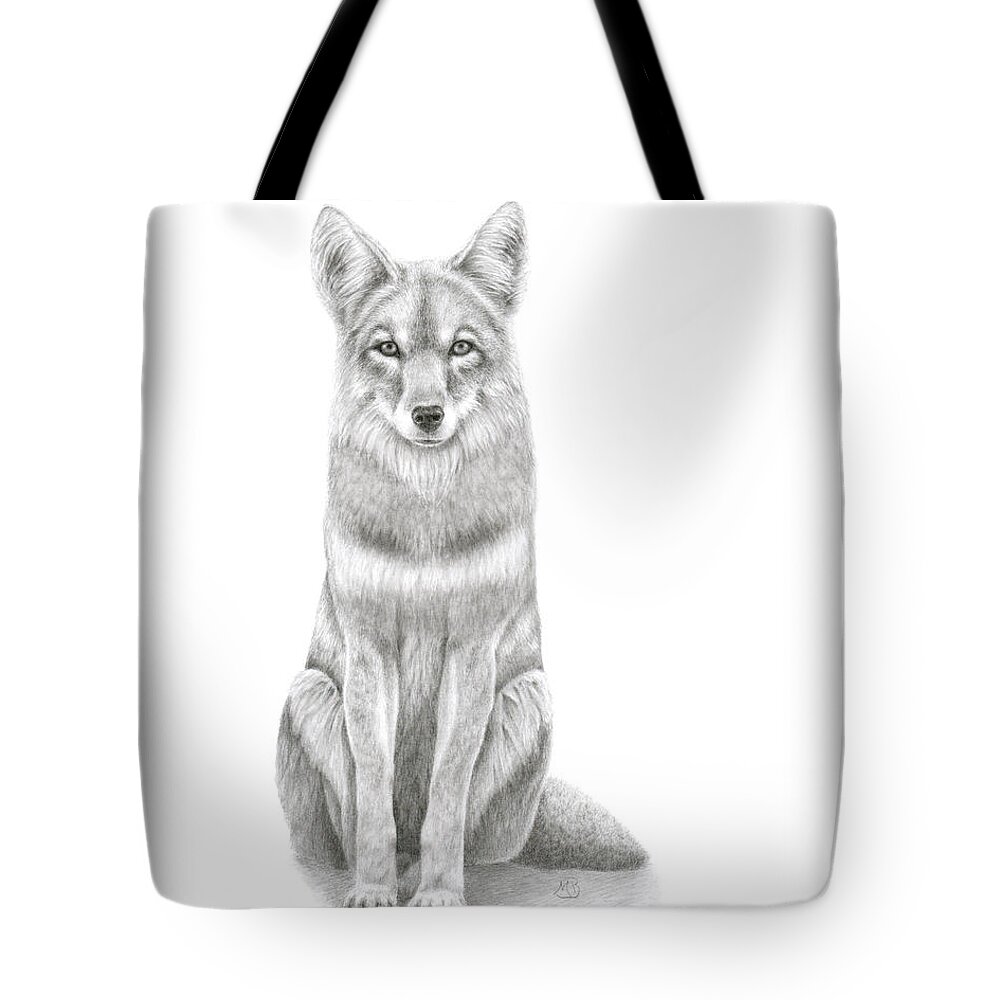 Coyote Tote Bag featuring the drawing Coyote by Monica Burnette
