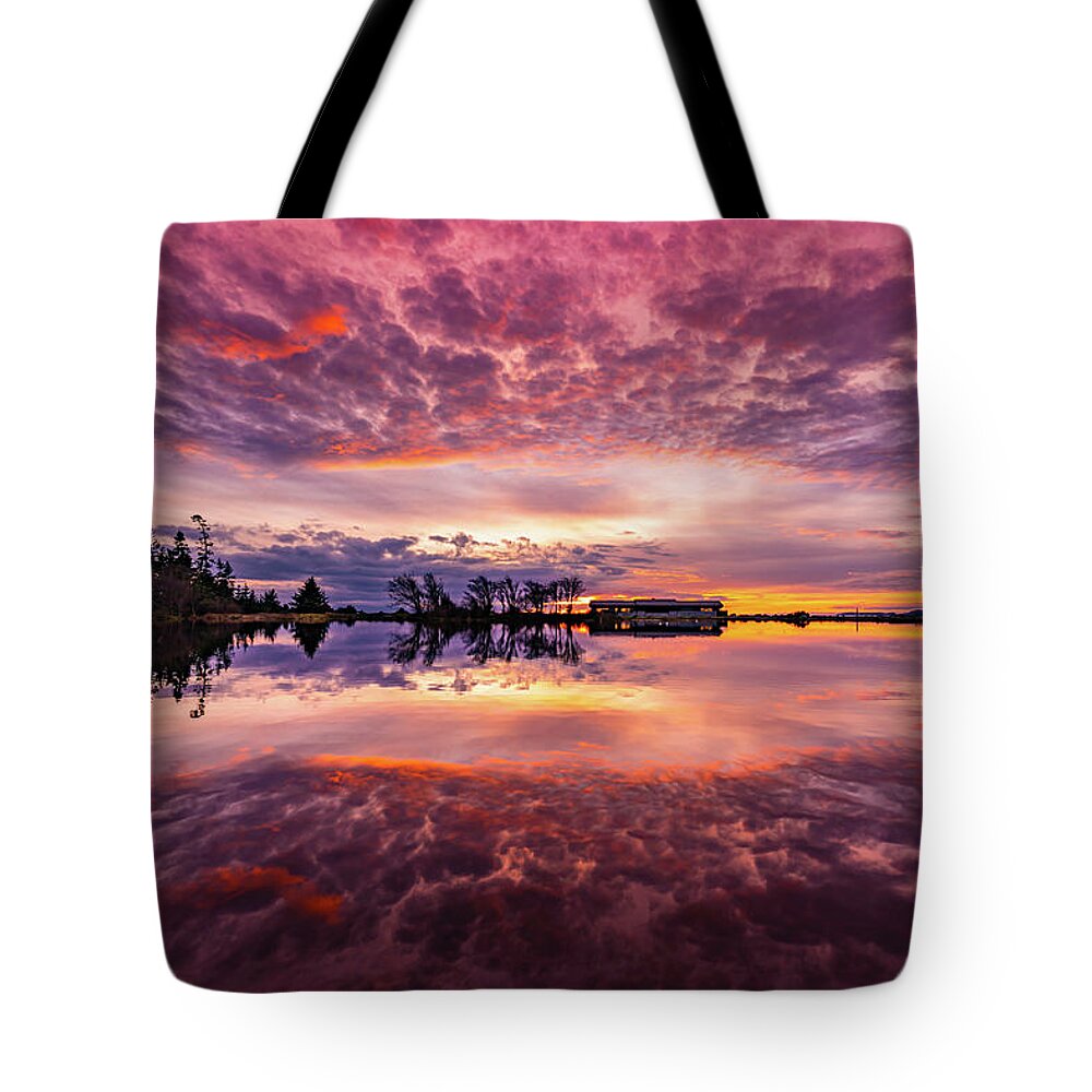 Sunset Tote Bag featuring the photograph Cranberry Lake Sunset by Gary Skiff