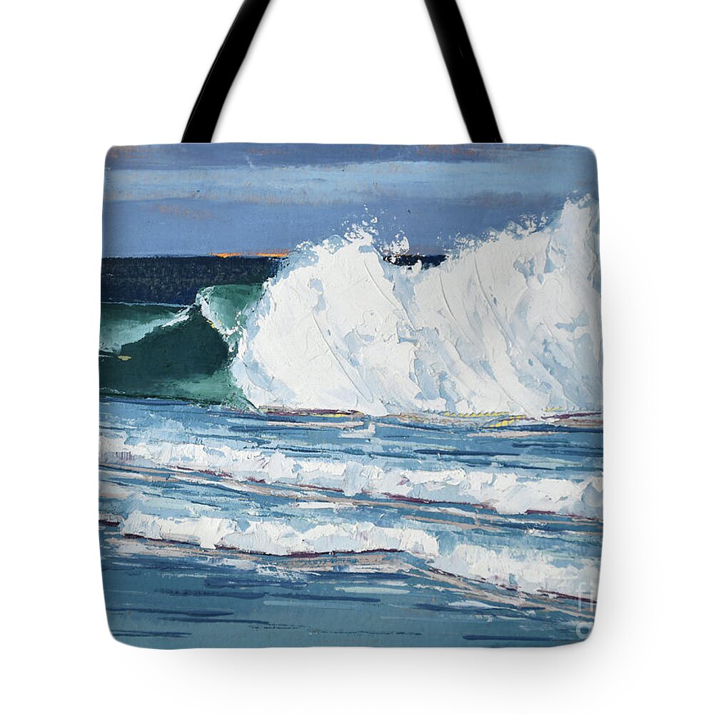 Ocean Tote Bag featuring the painting Crashing Wave 2 by PJ Kirk
