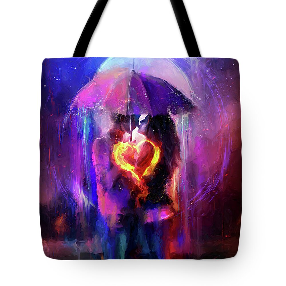 Couple Tote Bag featuring the digital art Crazy Little Thing Called Love by Claudia McKinney