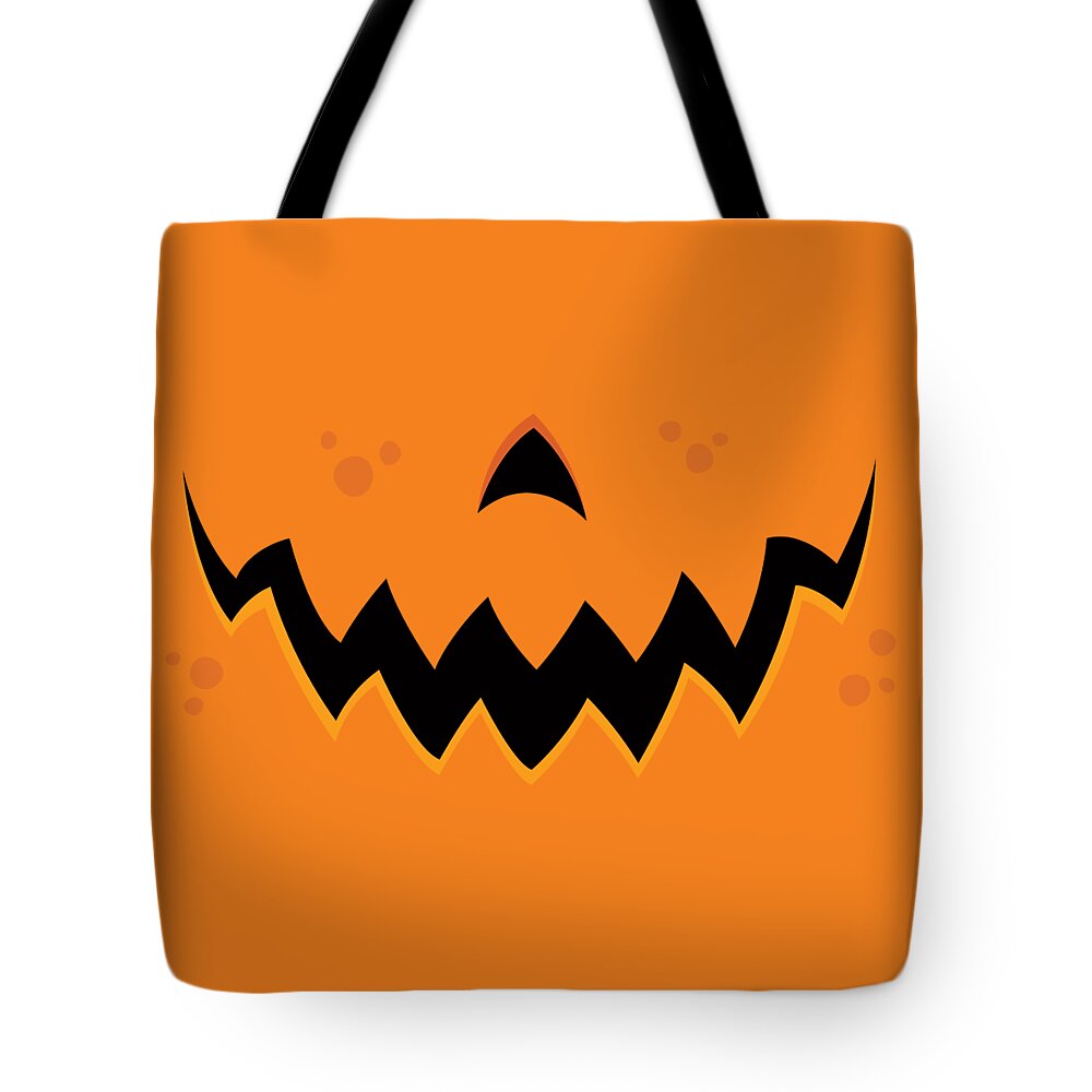 Pumpkin Tote Bag featuring the digital art Crazy Pumpkin Jack-O-Lantern Mouth by John Schwegel