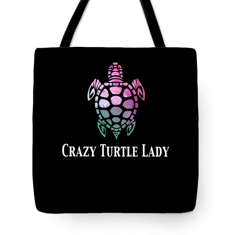 Mens Turtle Apparel Tote Bag featuring the digital art Crazy Turtle Lady Watercolor by Funny4You