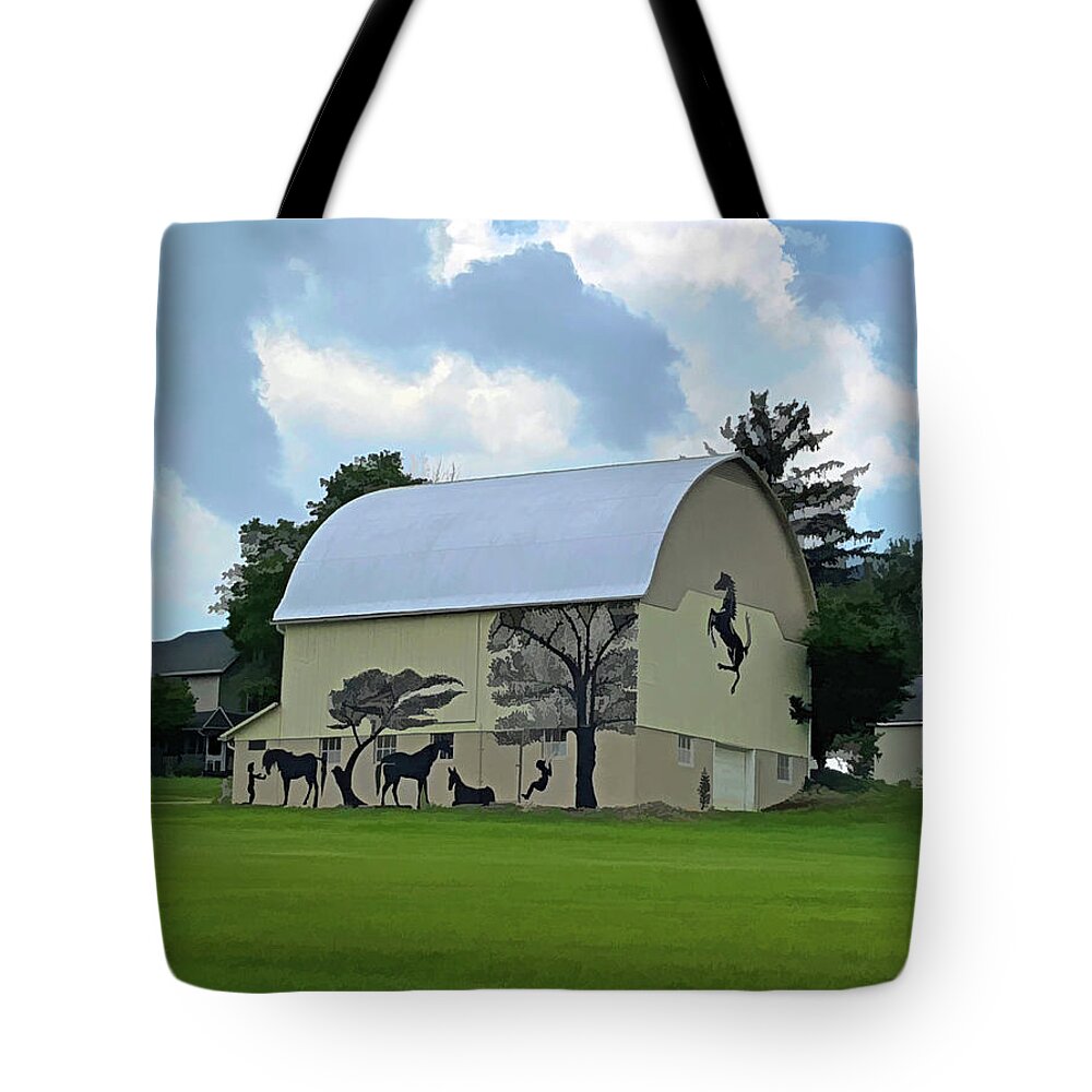 Farm Tote Bag featuring the photograph Creative Barn on Picturesque Farm by Roberta Byram