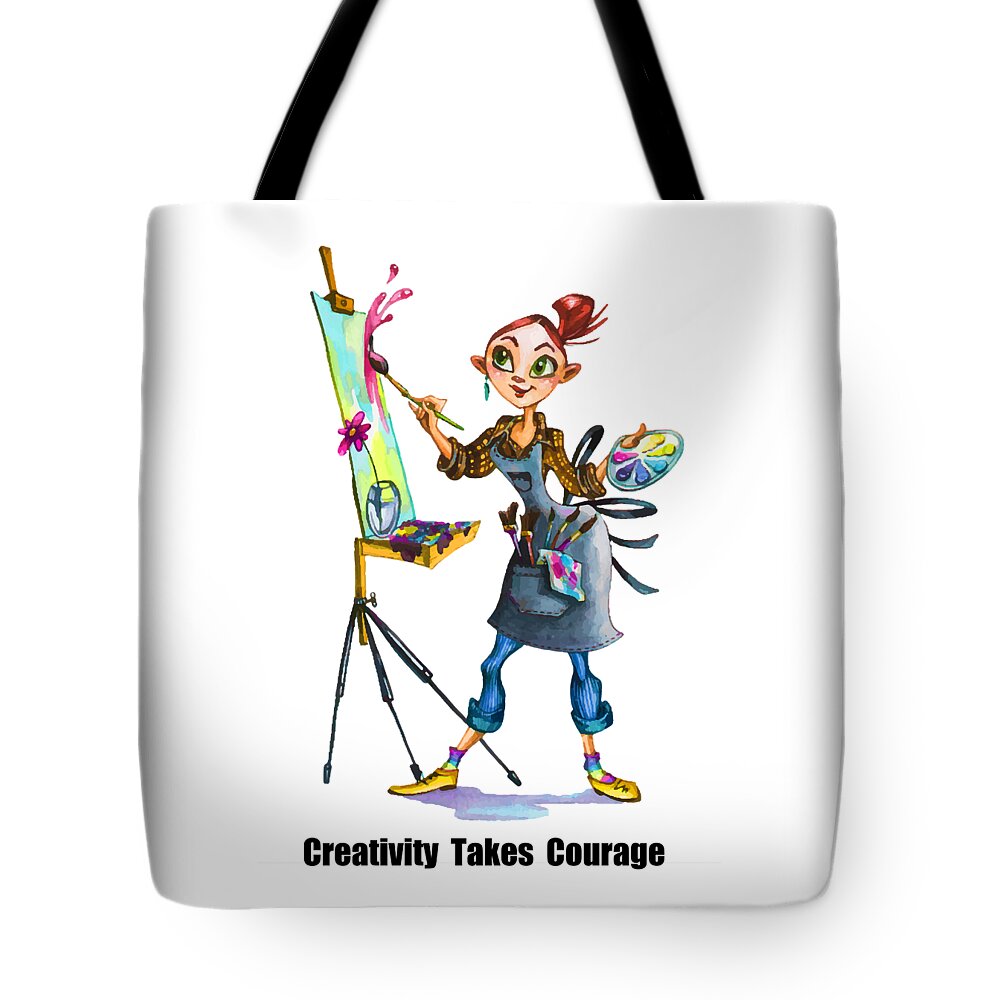 Whimsical Tote Bag featuring the painting Creativity Takes Courage by Miki De Goodaboom