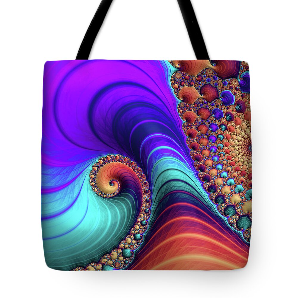 Abstract Tote Bag featuring the digital art Creatures of Land and Sea by Manpreet Sokhi