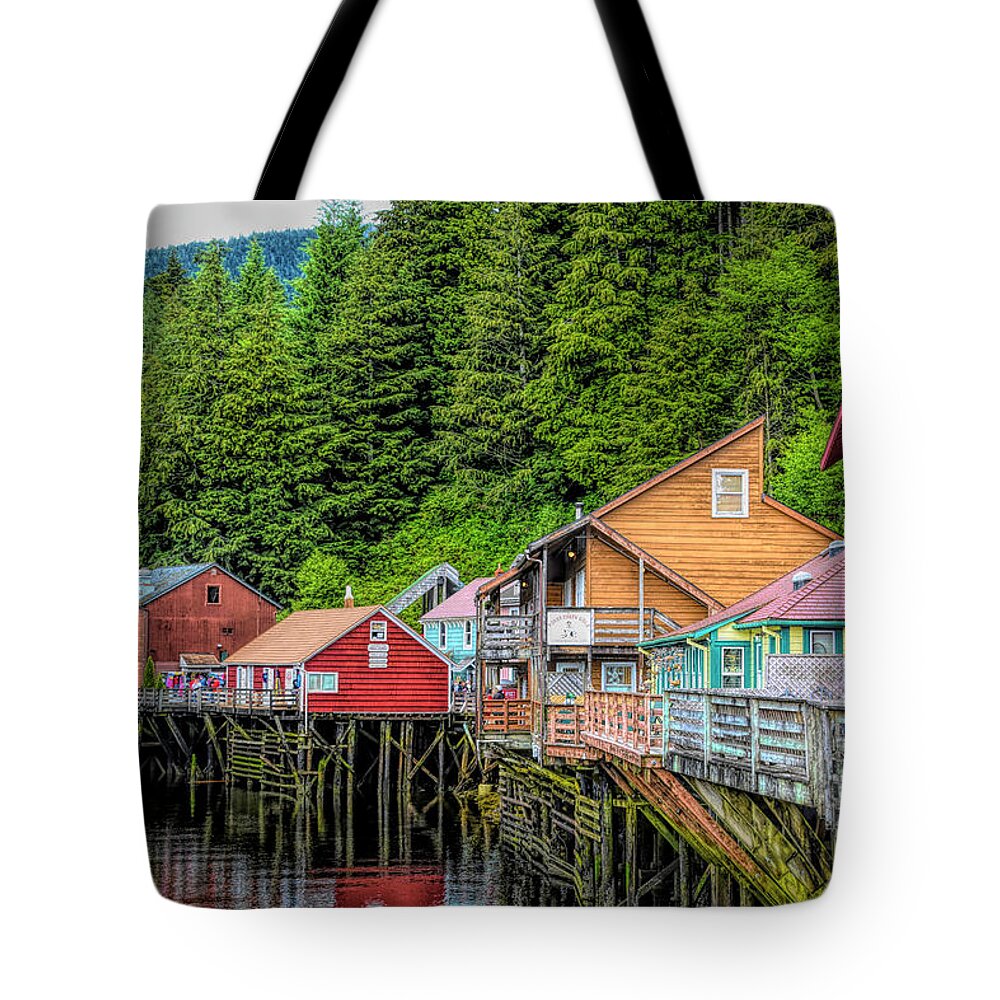 Barbara Snyder Tote Bag featuring the photograph Creek Street Ketchikan Alaska by Barbara Snyder