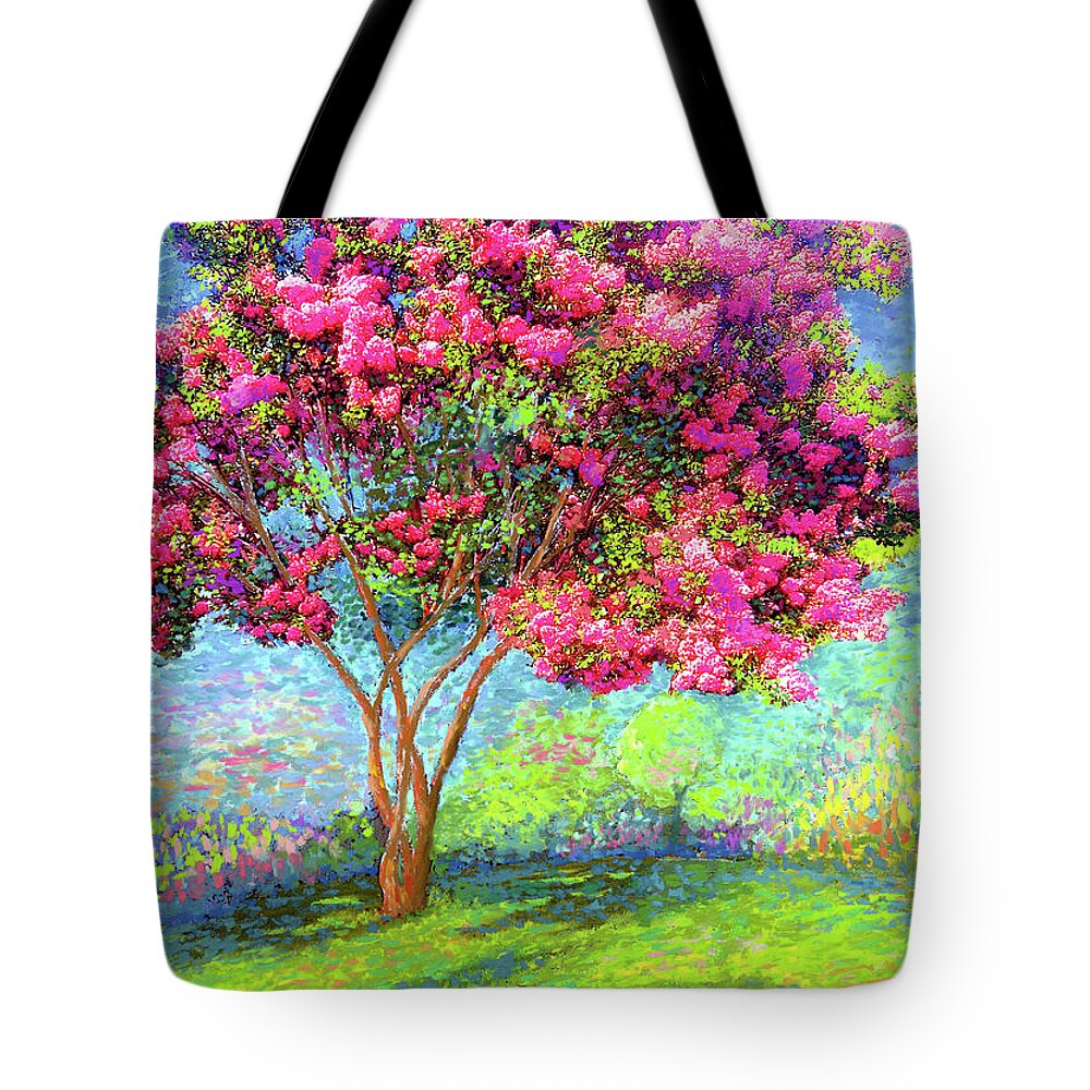 Landscape Tote Bag featuring the painting Crepe Myrtle Memories by Jane Small