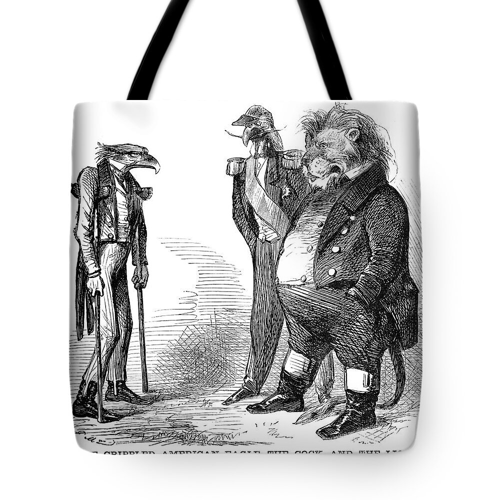 1861 Tote Bag featuring the drawing Crippled Eagle Cartoon, 1861 by Granger
