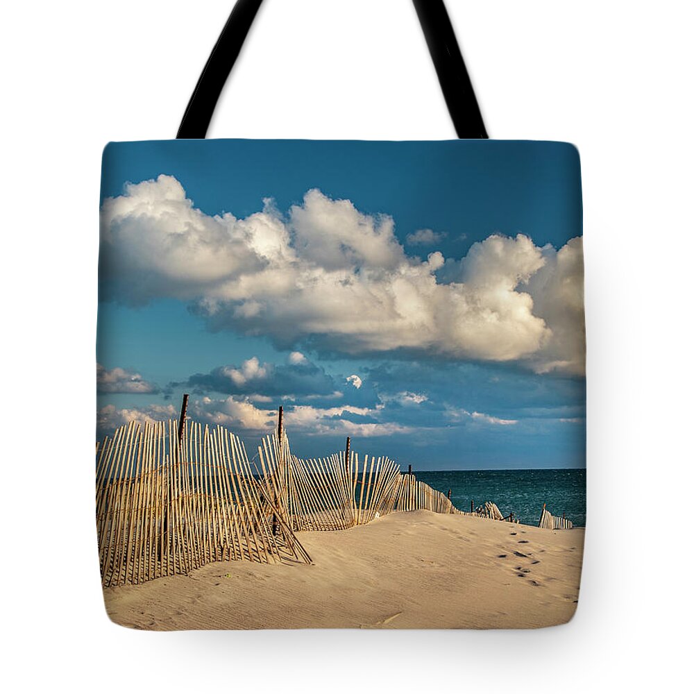 Beach Tote Bag featuring the photograph Crooked Fence by Cathy Kovarik
