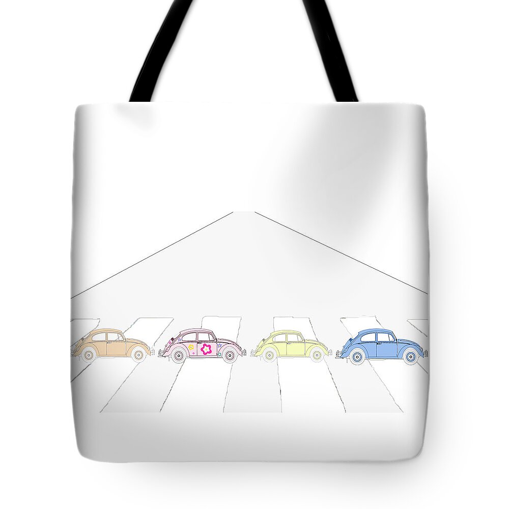 Beetles Tote Bag featuring the mixed media Crossing Abbey Road by Moira Law