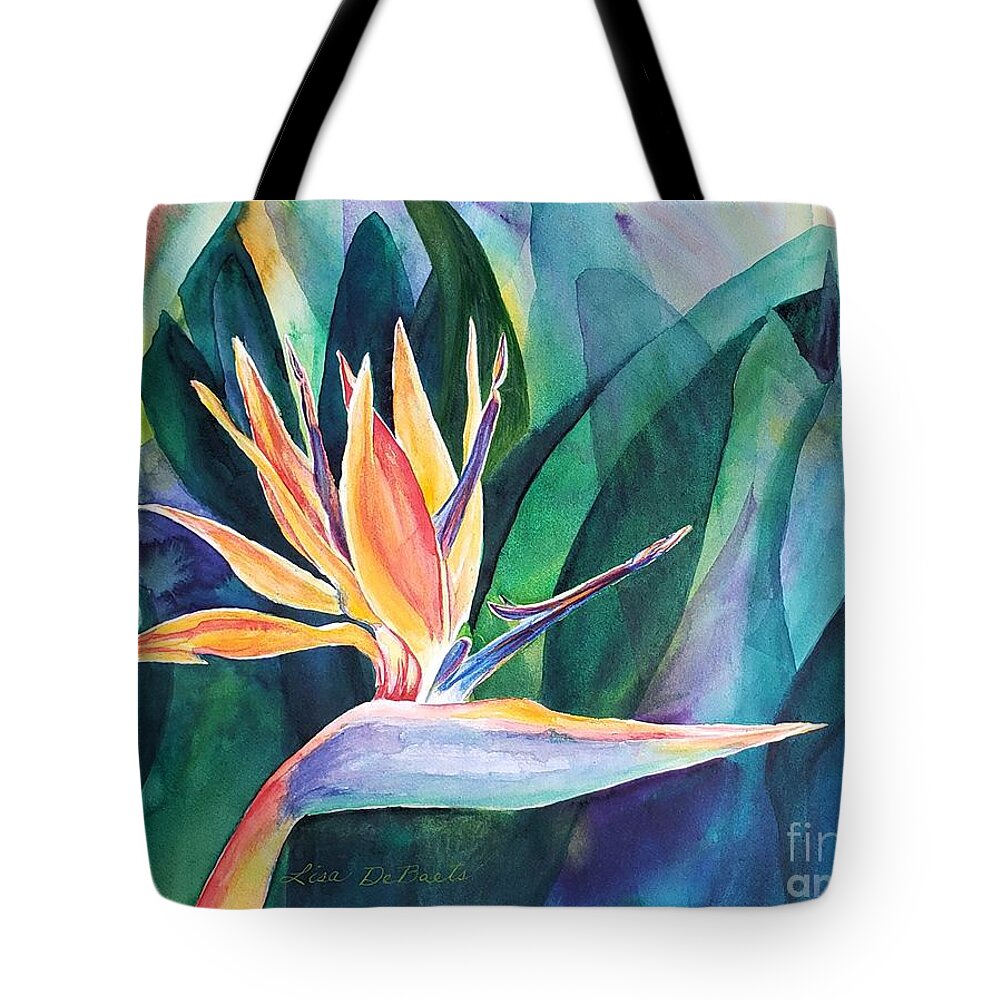 Tropical Tote Bag featuring the painting Crowning Glory by Lisa Debaets