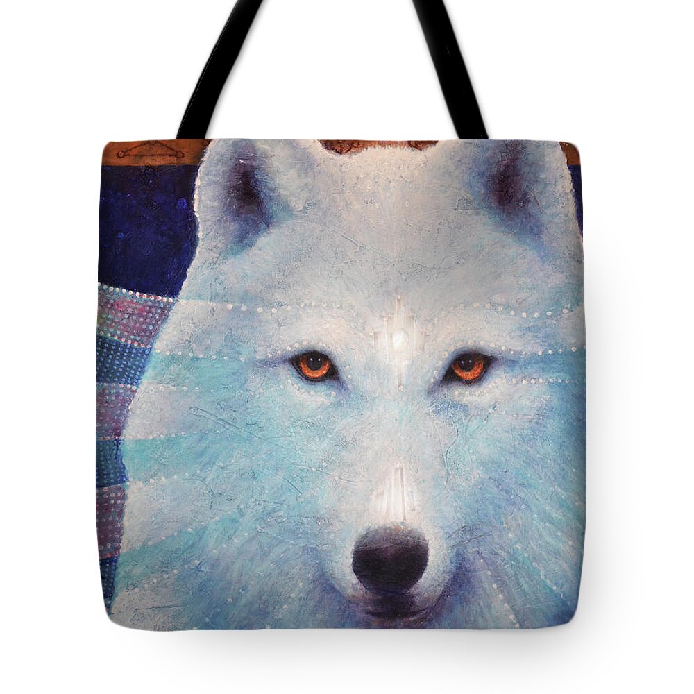 Native American Tote Bag featuring the painting Crystal Clear by Kevin Chasing Wolf Hutchins