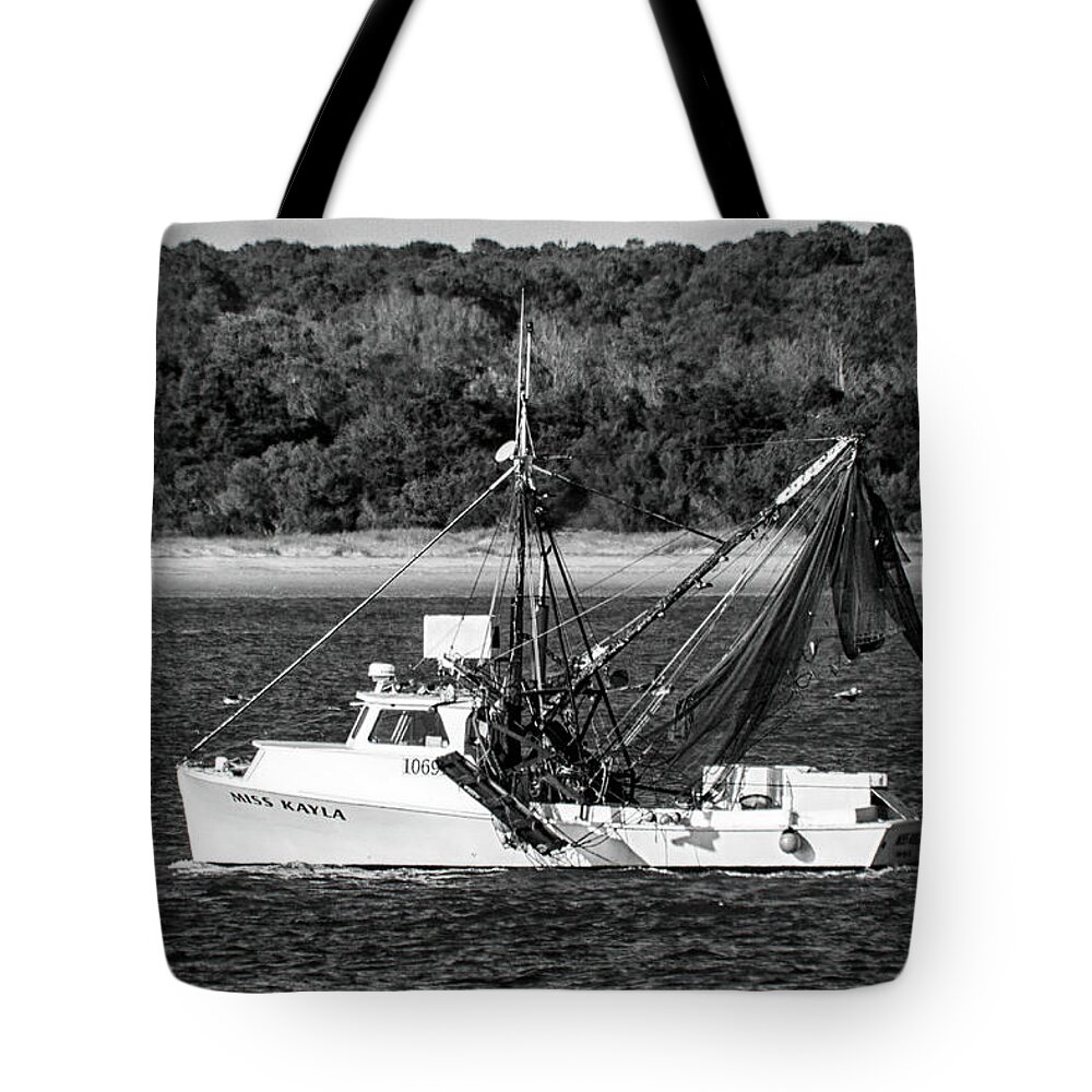 Trawler Tote Bag featuring the photograph Crystal Coast Shrimp Trawler by Bob Decker