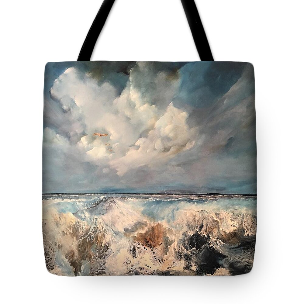 Ocean Tote Bag featuring the painting Cuan by Soraya Silvestri