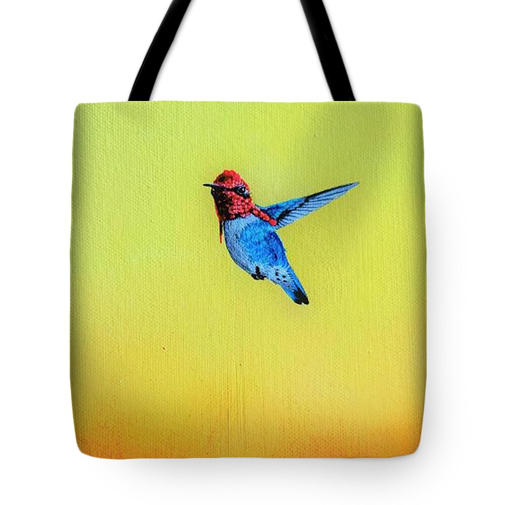 Birds Tote Bag featuring the painting Cuban Bumblebee Hummingbird by Dana Newman