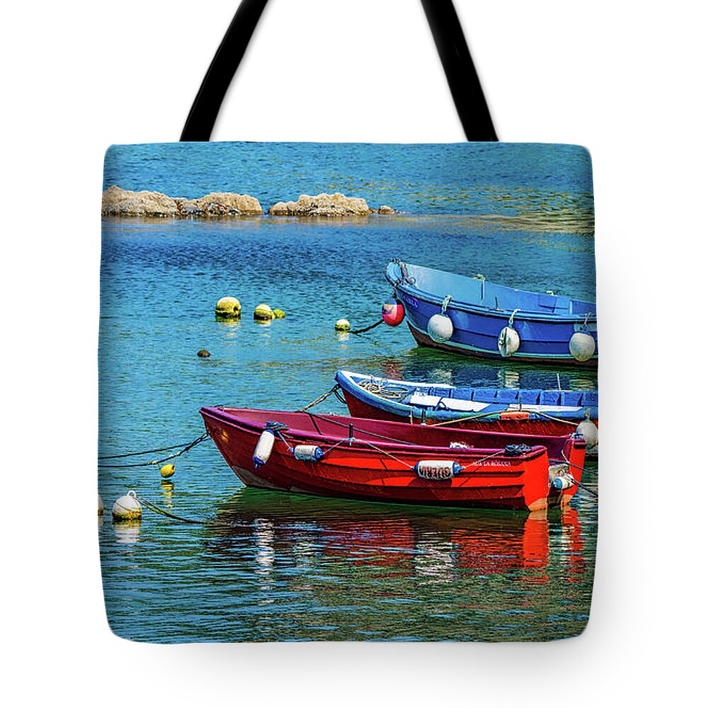 Fishing Boats Tote Bag featuring the photograph Cudillero Boats by Chris Lord