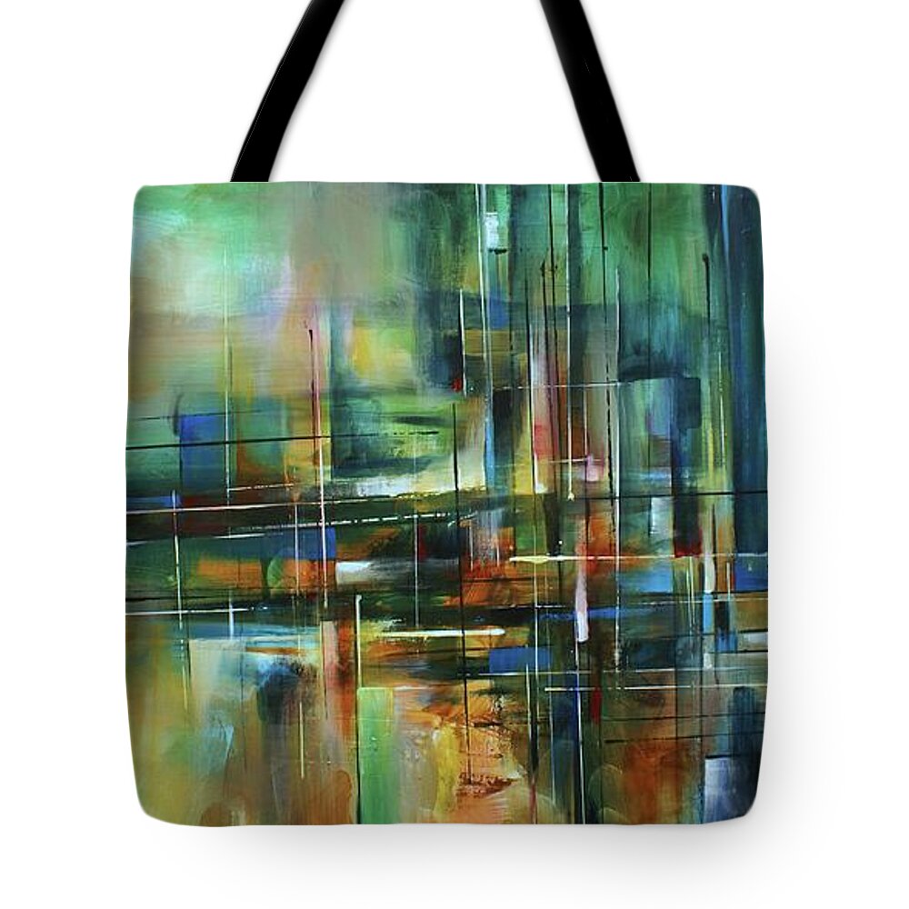 Abstract Tote Bag featuring the painting Culture Shock by Michael Lang