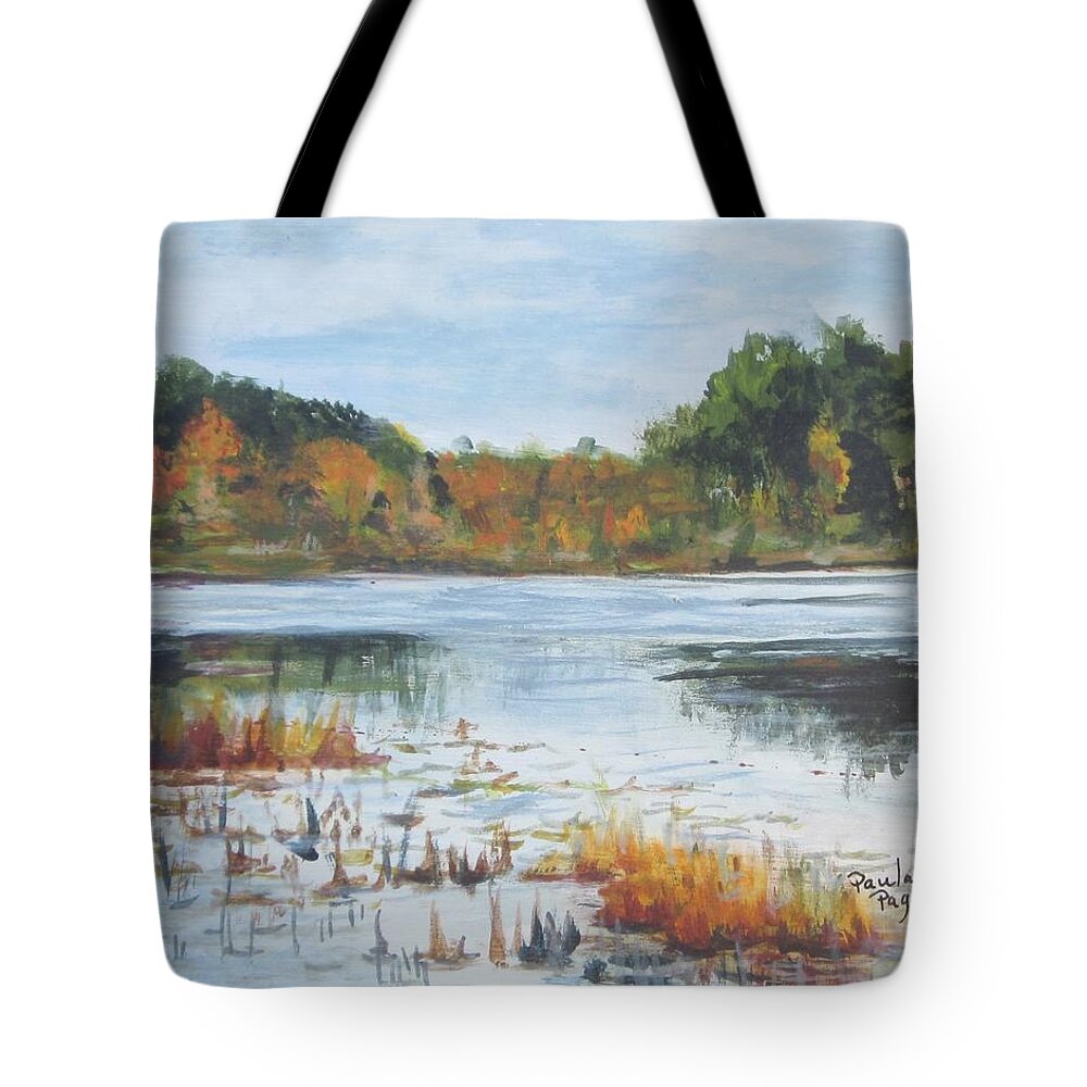 Acrylic Tote Bag featuring the painting Cumberland Pond #1 by Paula Pagliughi