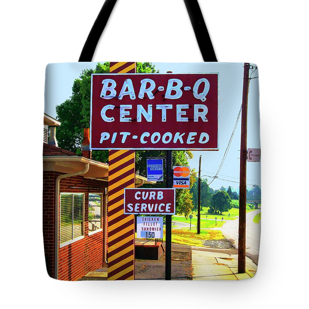Bar-b-q Center Tote Bag featuring the photograph Curb Service by Dominic Piperata