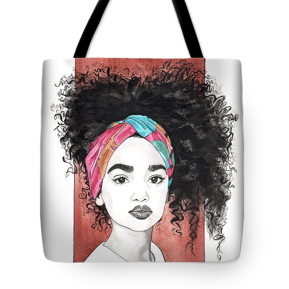 Portrait Tote Bag featuring the painting Curl Cascade by Tiffany DiGiacomo