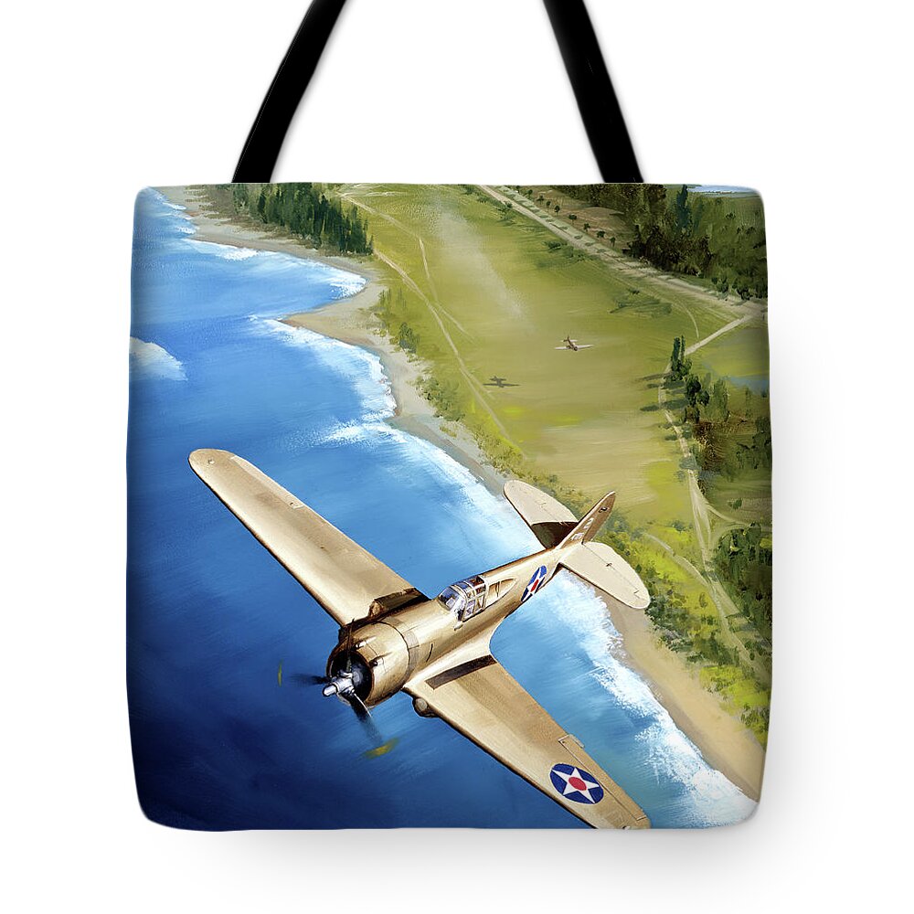 Military Aircraft Tote Bag featuring the painting Curtiss P-36A Hawk by Jack Fellows
