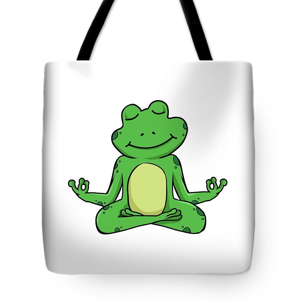 Cute frog in meditation pose crossed legs yoga Tote Bag by Norman W - Pixels