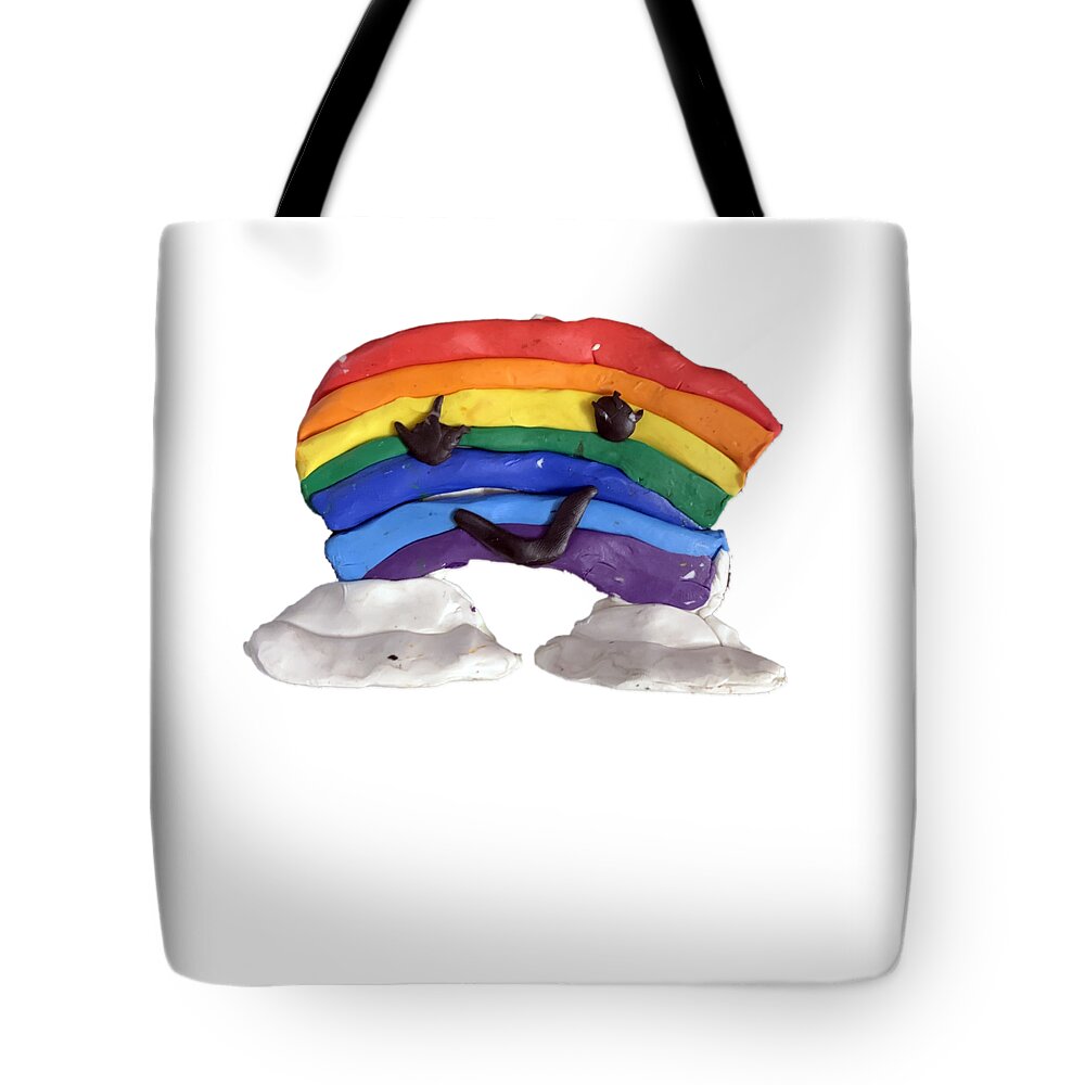 Rainbows Tote Bag featuring the digital art Cute Kawaii Rainbow Clay by Flippin Sweet Gear