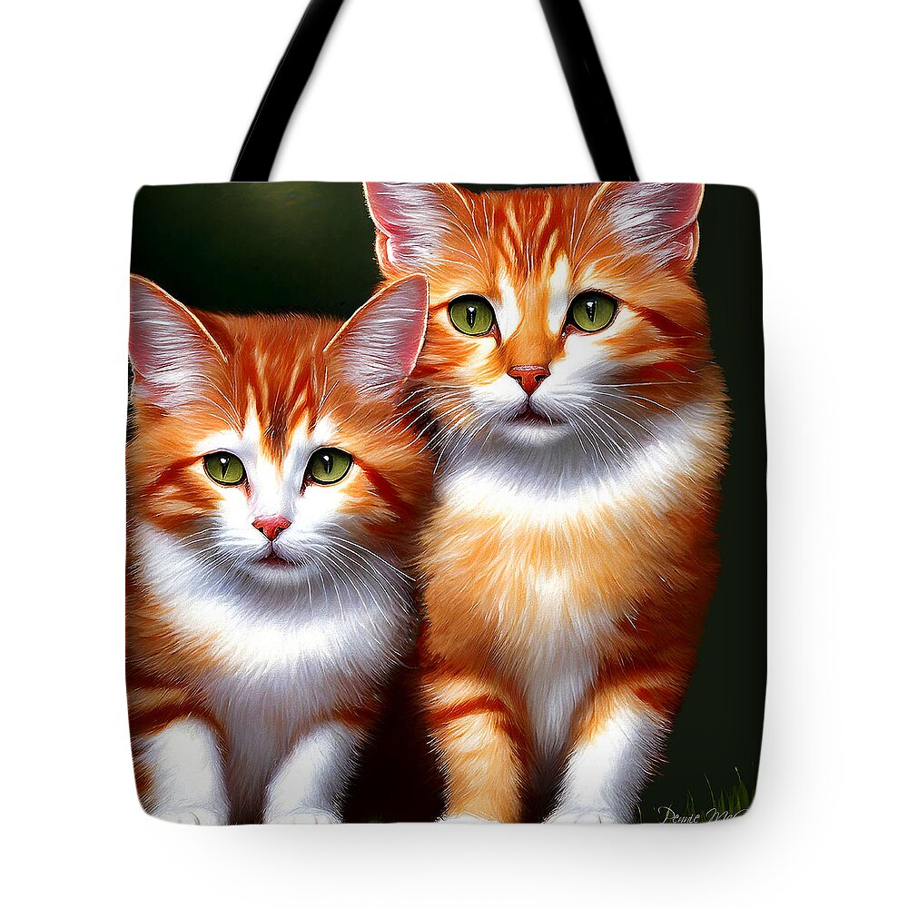 Cats Tote Bag featuring the mixed media Cute Kittens by Pennie McCracken