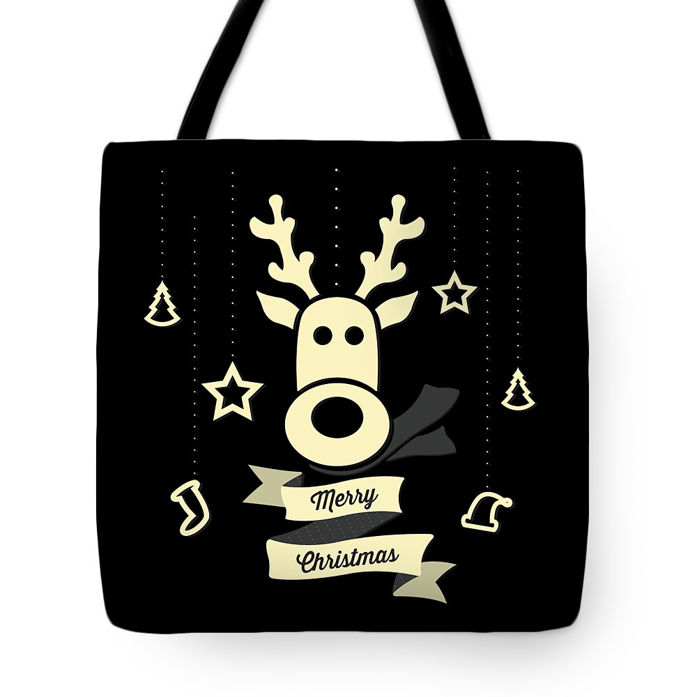 Christmas 2023 Tote Bag featuring the digital art Cute Reindeer Christmas by Flippin Sweet Gear