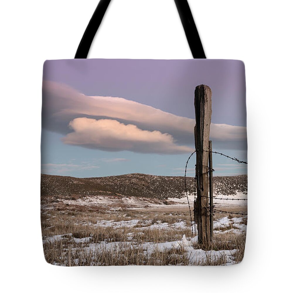 San Diego Tote Bag featuring the photograph Cuyamaca Fence and Winter Cloud by William Dunigan