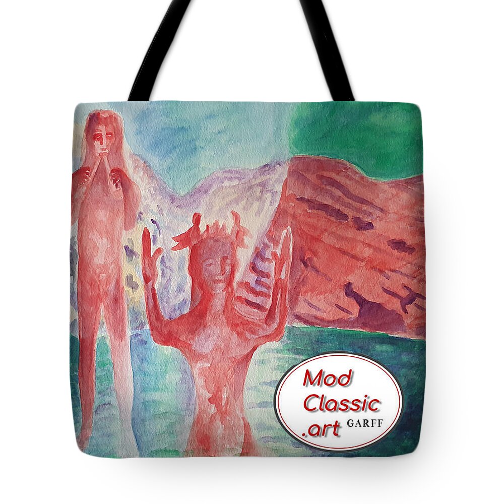 Sculpture Tote Bag featuring the painting Cycladic Tune ModClassic Art by Enrico Garff