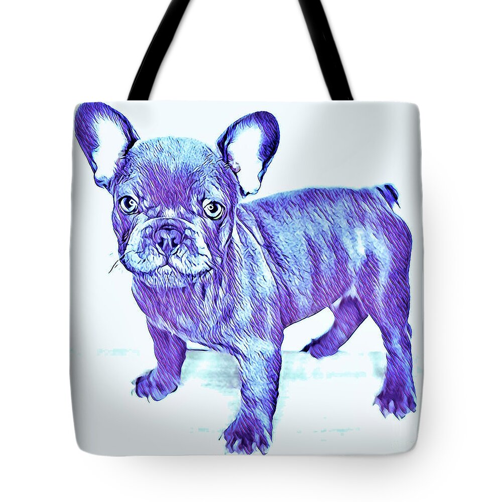 Blue French Bulldog. Frenchie. Dog. Pets. Animals. Tote Bag featuring the digital art Da Ba Dee by Denise Railey