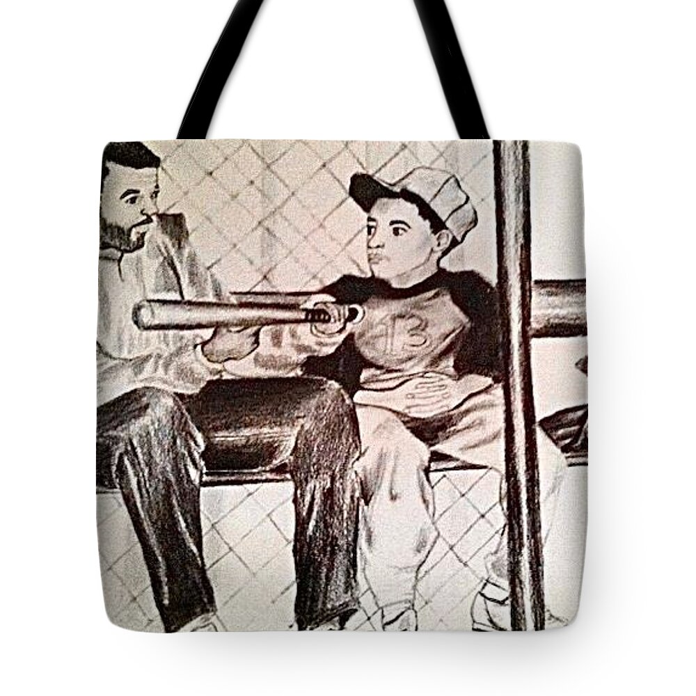  Tote Bag featuring the drawing Daddy andMe by Angie ONeal