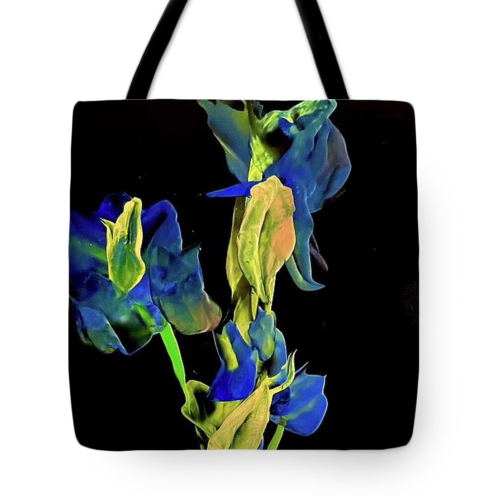 Abstract Tote Bag featuring the painting Daddy Loved Irises by Tommy McDonell
