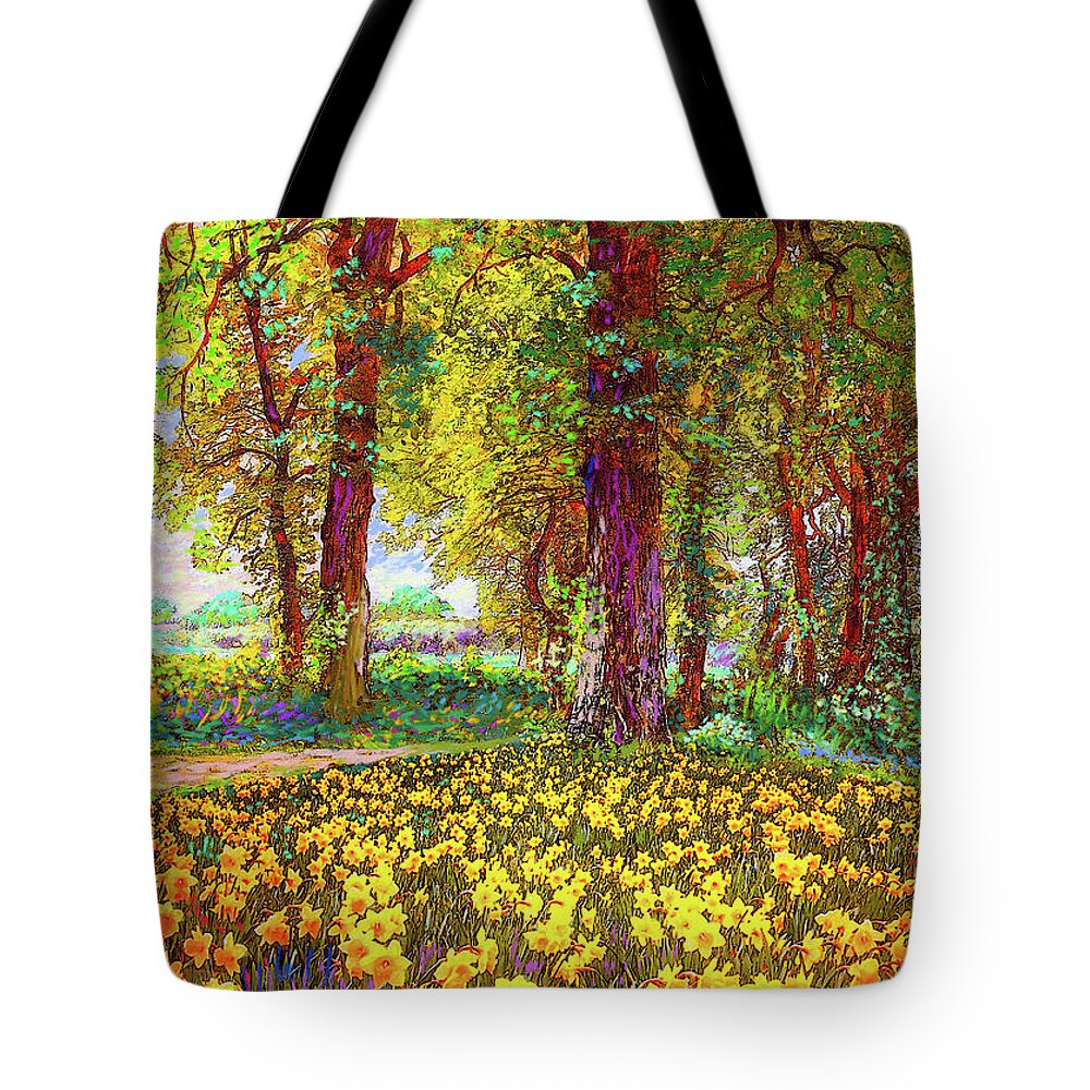 Landscape Tote Bag featuring the painting Daffodil Sunshine by Jane Small