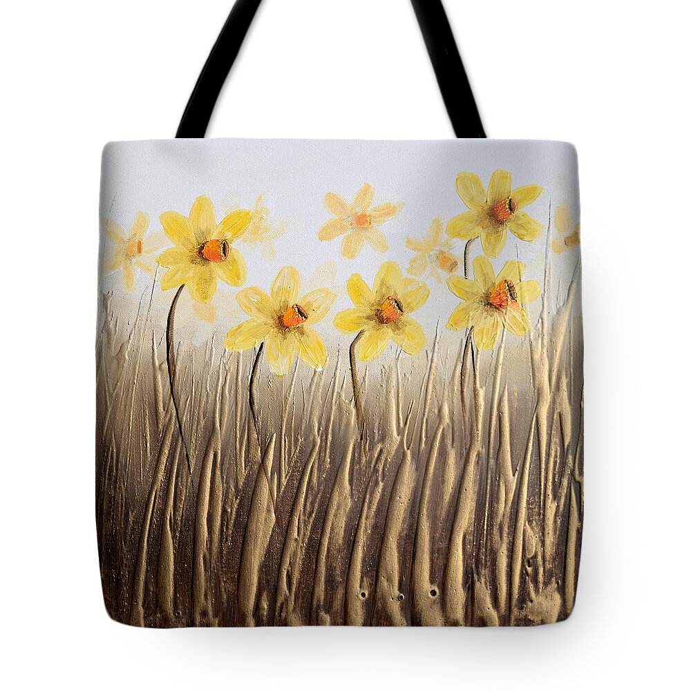 Daffodils Tote Bag featuring the painting Daffodils by Amanda Dagg