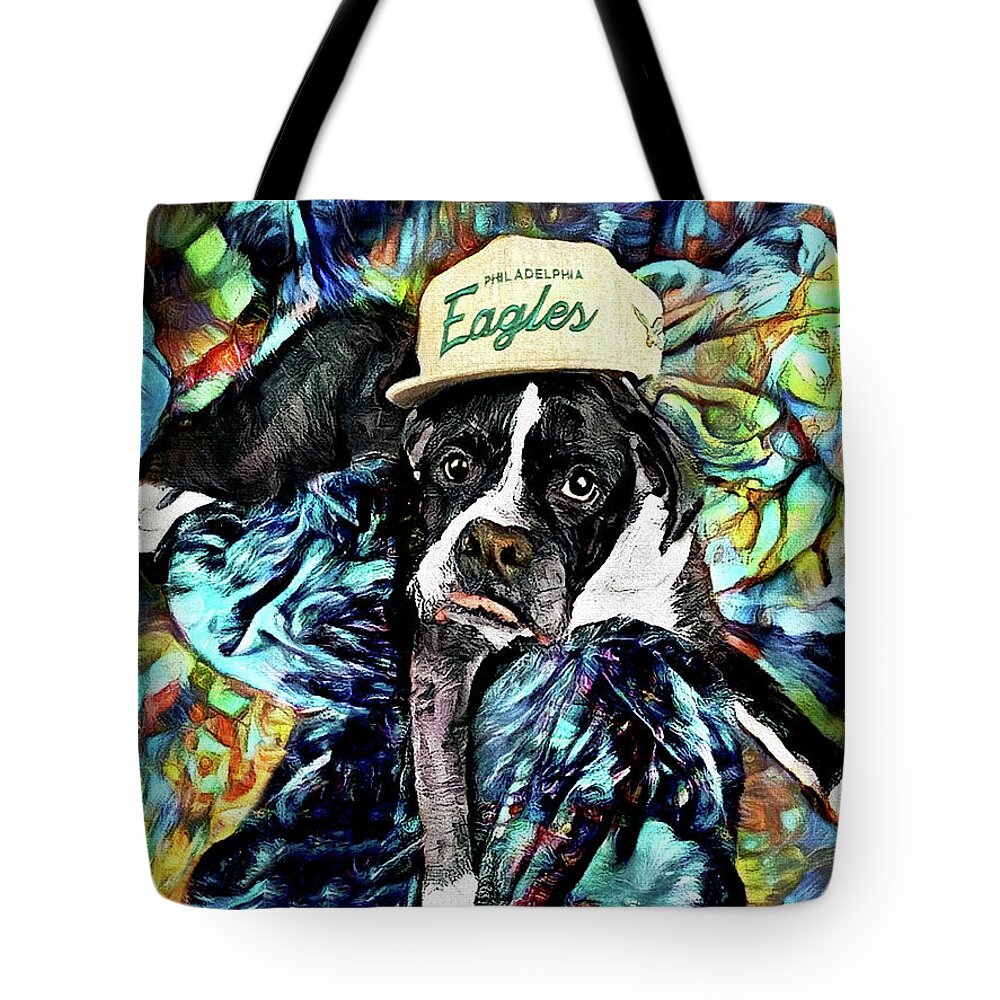 Boxer Tote Bag featuring the digital art Dagger the Boxer Dog by Peggy Collins
