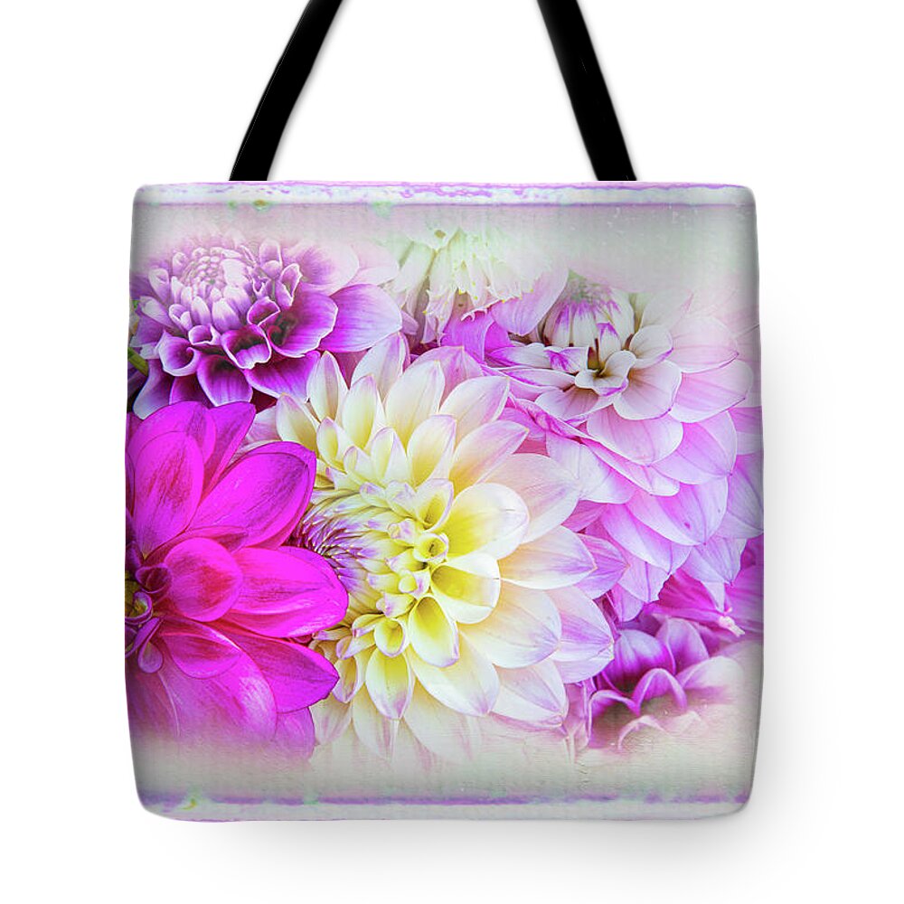 Dahlias Tote Bag featuring the photograph Dahlia Posy by Marilyn Cornwell